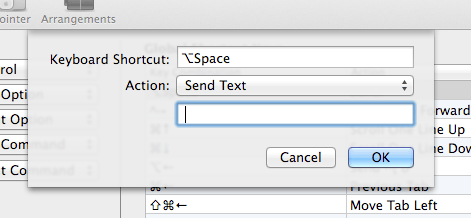 screencap of adding the keyboard shortcut