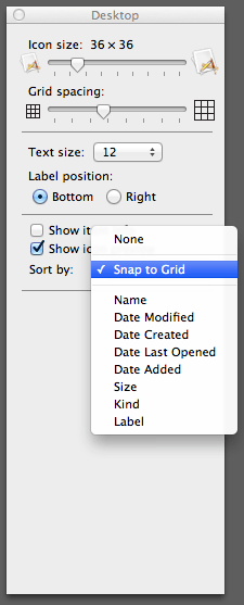 "Snap to Grid" under OS X 10.8, Mountain Lion