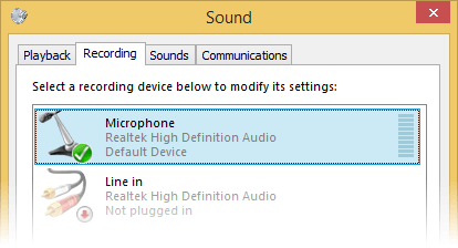 Illustration of the list of recording devices