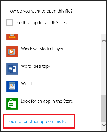 Look for another app on this PC