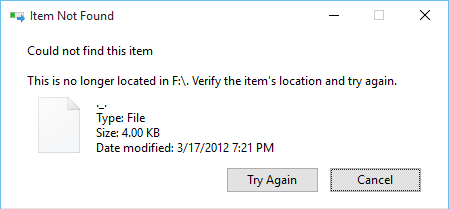 Error message from Windows Explorer