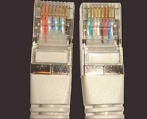 Gigabit Ethernet crossover cable ends