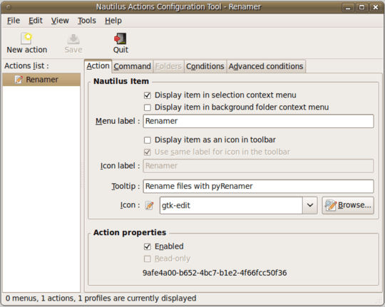 Nautilus Actions Configuration Tool