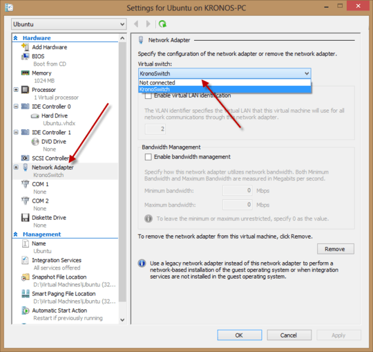 Connecting the Switch to the VM