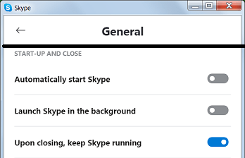 Turn of Skype settings