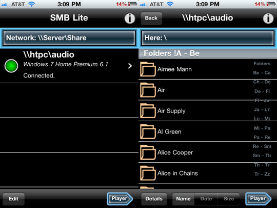 SMB music on a Windows 7 share