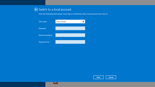 Windows 8.1 disconnect microsoft account