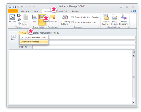From option in Outlook 2010