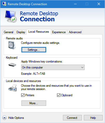 Remote Desktop Local Resources