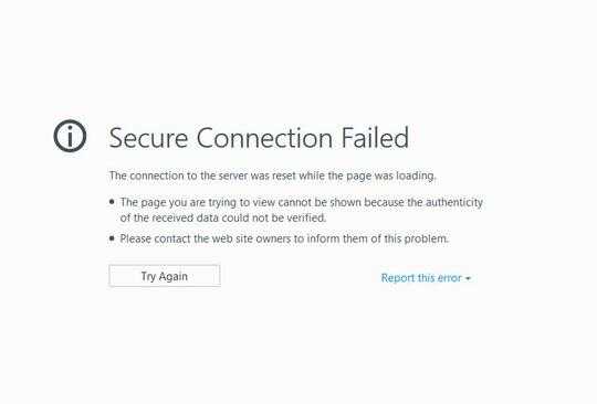 Firefox Error: Secure Connection Failed