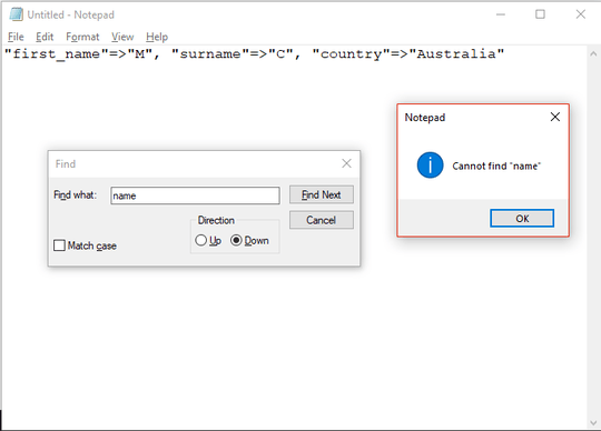 Notepad find