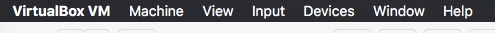 Virtual Box menu