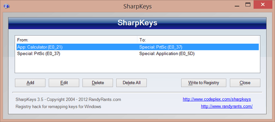 SharpKeys screenshot