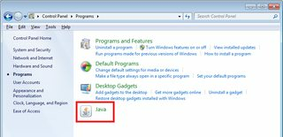Control Panel -> Programs -> Java