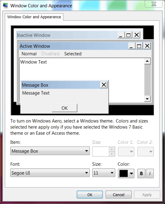 Advanced Window Appearance Settings