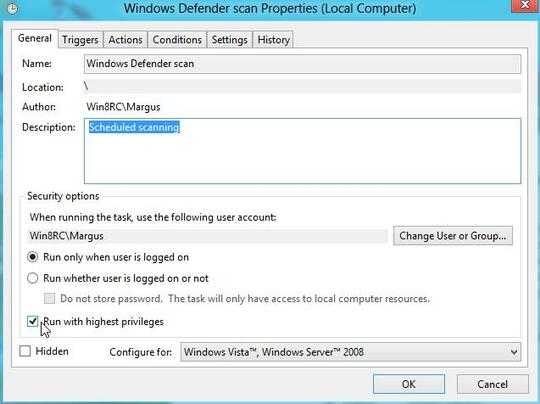 Windows 8, Task Scheduler, Task Properties, General. Enable the "Run with highest privileges" option.