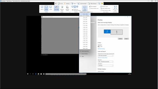 TeamViewer showing a 1920x1080 remote screen, yet smaller that local 1920x1080 monitor, even if set to 1:1 scaling