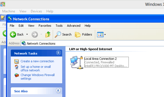 windows xp network connections