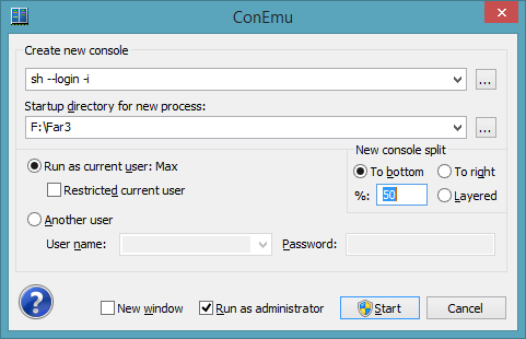 New console dialog in ConEmu