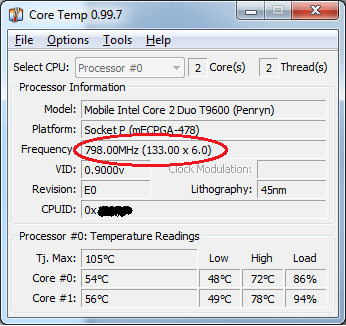 CoreTemp Screenshot