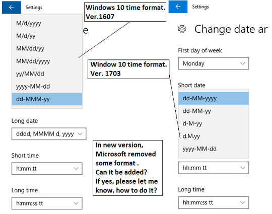 Time format settings