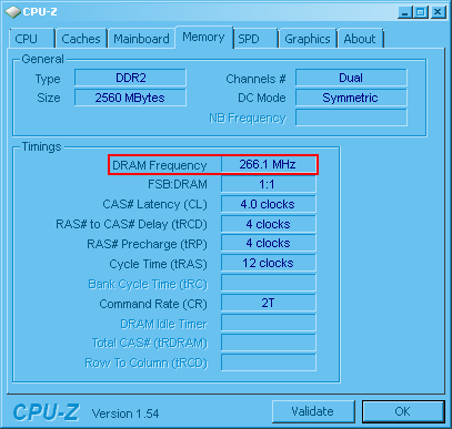 cpu-z, showing DRAM speed
