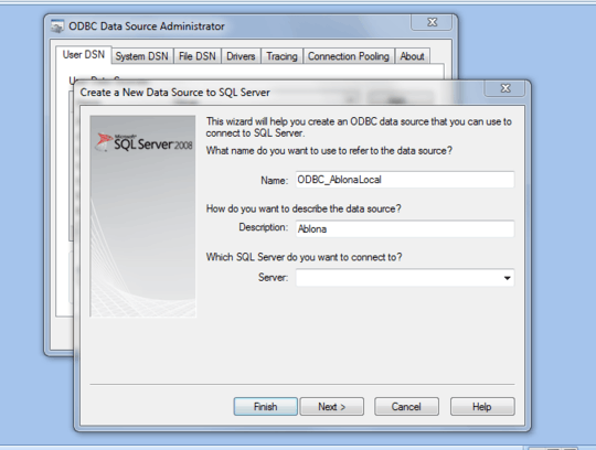 ODBC Window - hangs when I try to select SQL Server