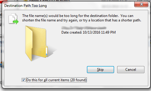 Destination Path Too Long