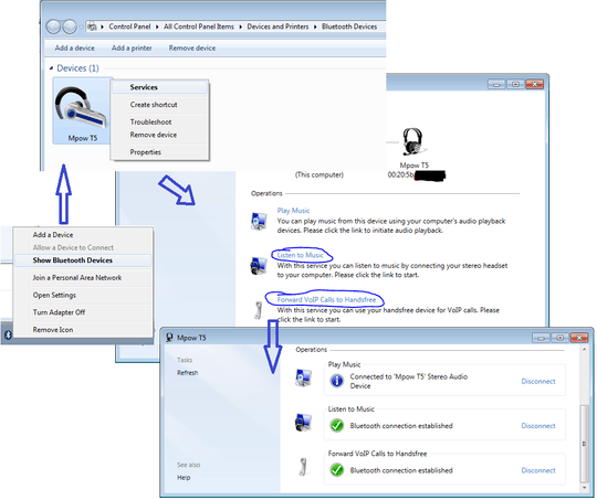 enable Bluetooth device services in Windows 7