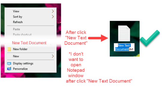 Right click context menu withe Notepad
