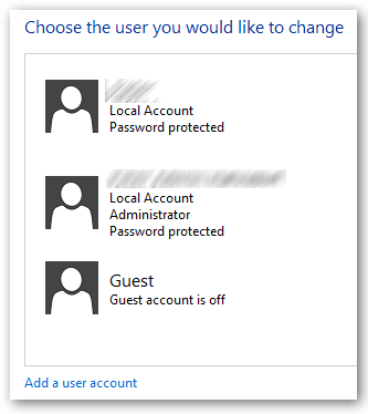 available guest account in older Windows versions