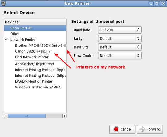 new printer dialog