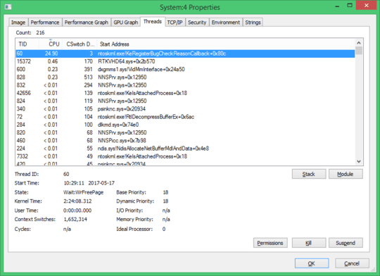 ntoskrnl.exe!KeRegisterBugCheckReasonCallback thread within System process