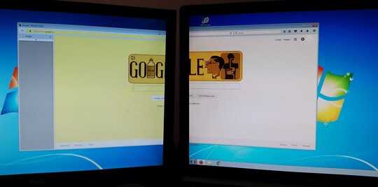 Attached a pic of my 2 monitors with 2 different background on the same window
