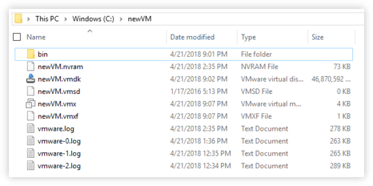 newVM folder structure
