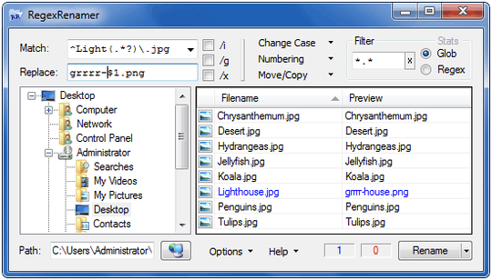 RegexRenamer screenshot