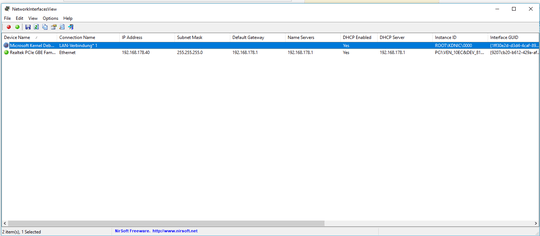 NetworkInterfaceView (NirSoft)