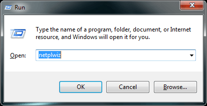 Run Dialog - netplwiz