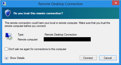 Do you trust this remote connection popup