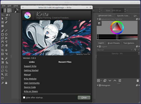 Running Krita 3.0.1 64 bit appimage