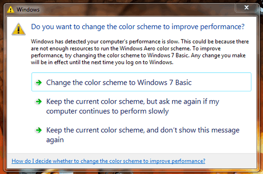 Do you want to change the color scheme to improve performance?