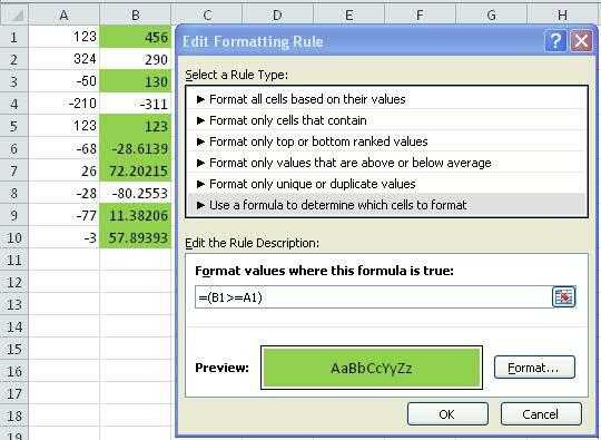 formatting rule view