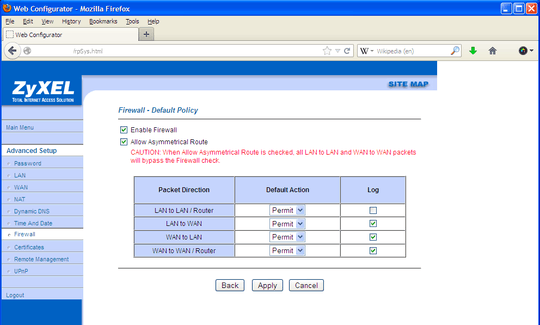 Firewall Screenshot