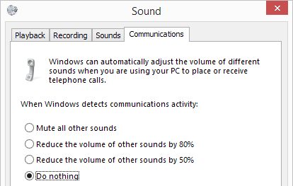 sound - communications - when windows detects communication activity