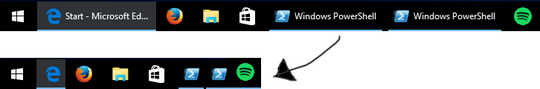 No text labels in taskbar icons