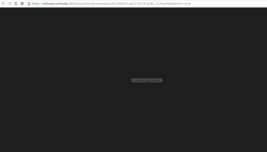 [Error screenshot: black screen with "Couldn't load plugin" text centered, on a gray background