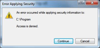 Error applying security screenshot