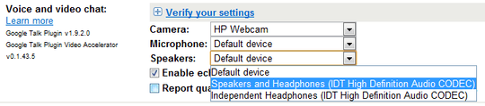 gmail speaker settings