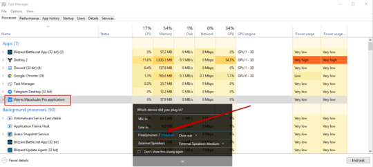 application name and popup in task manager