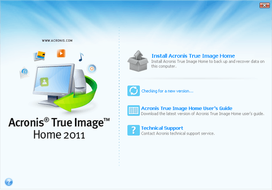 true image 2011 install screen